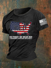 Men's On Fridays We Wear Red Remember Everyone Deployed T-shirt